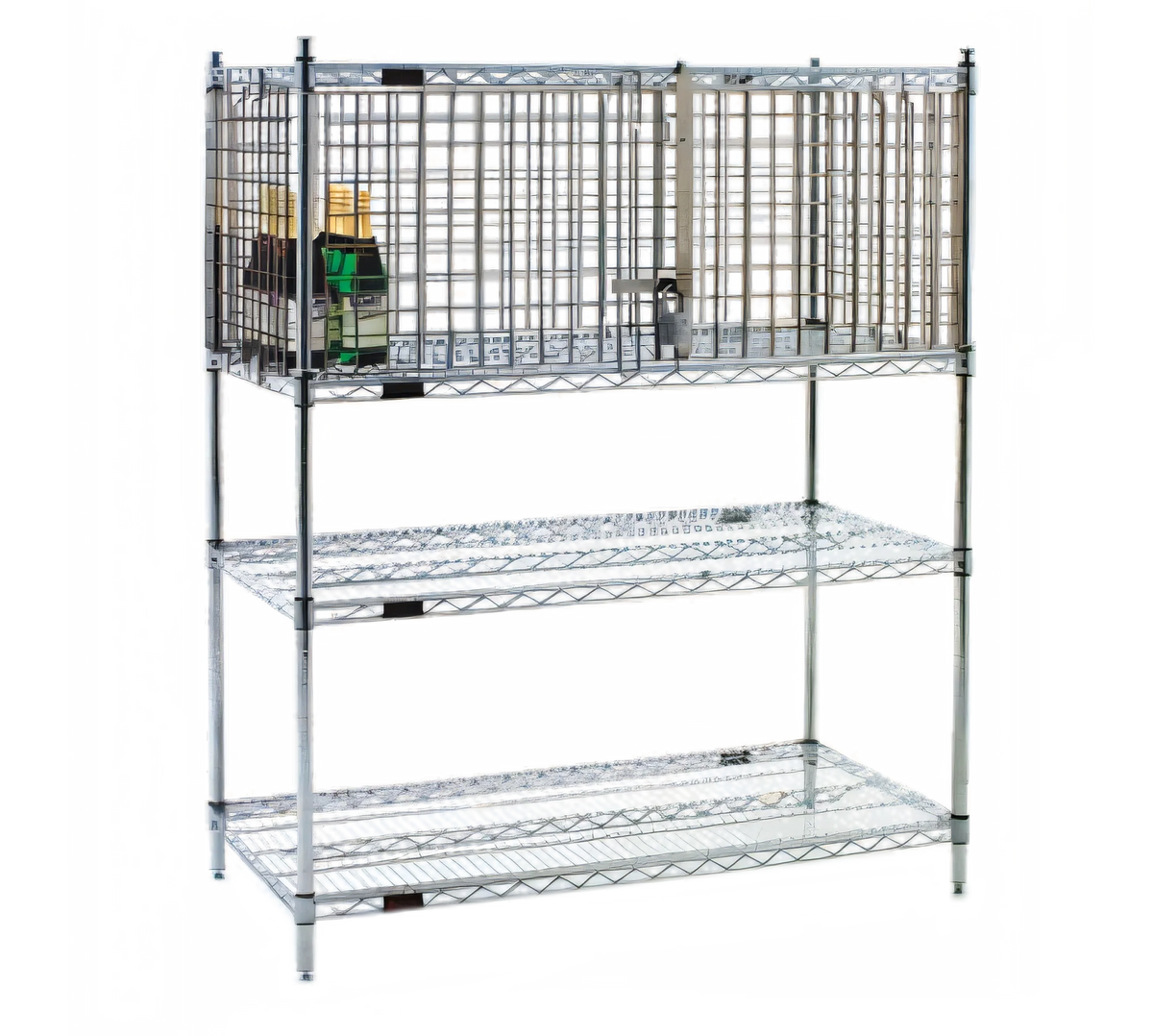 Eagle Group SECM2136C Chrome Security Enclosure Kit with Hinged Doors, 36"W x 21"D, for Wire Shelving