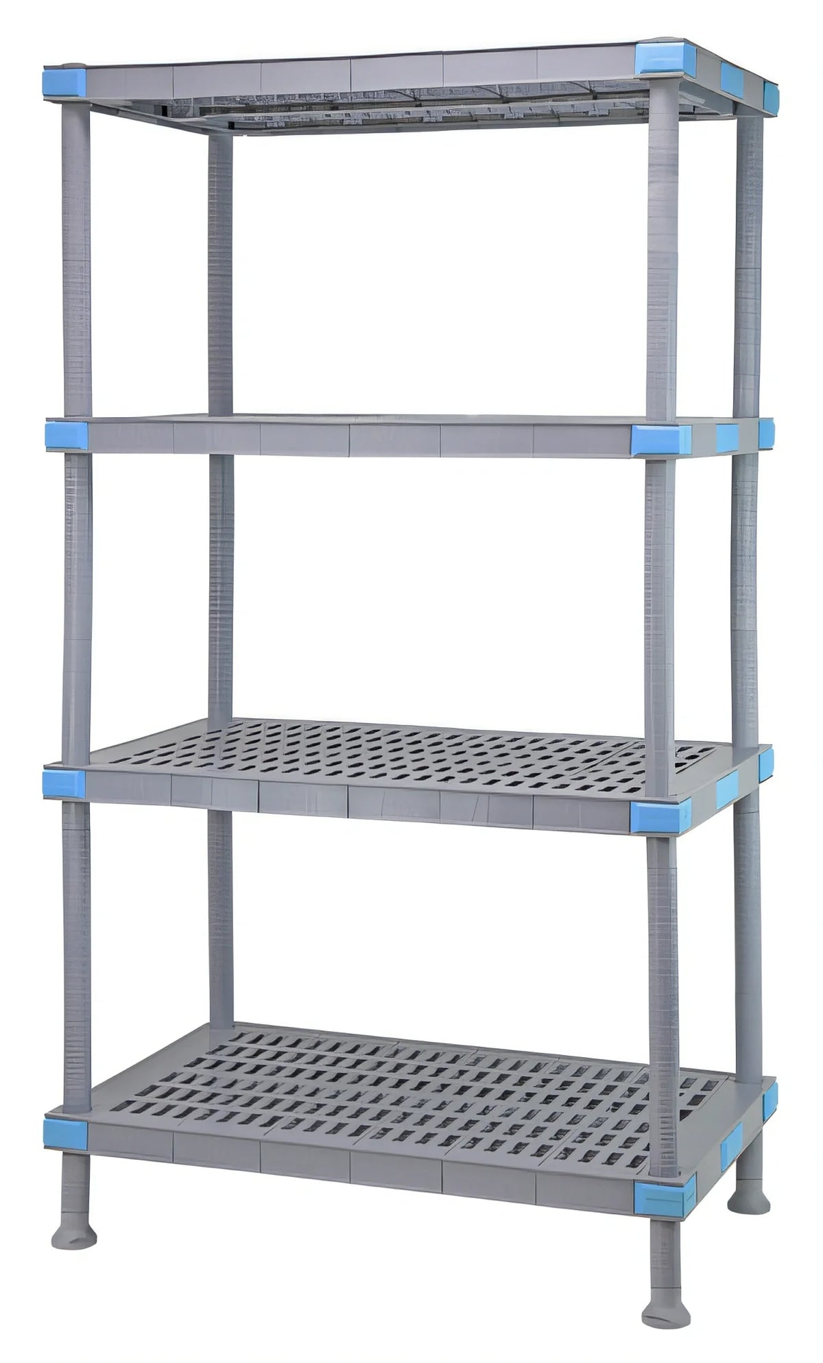 Quantum Millenia QP244262VS-4 42"W x 24"D x 62"H Gray 4-Shelf Stationary Louvered Polymer Shelving Starter Unit
