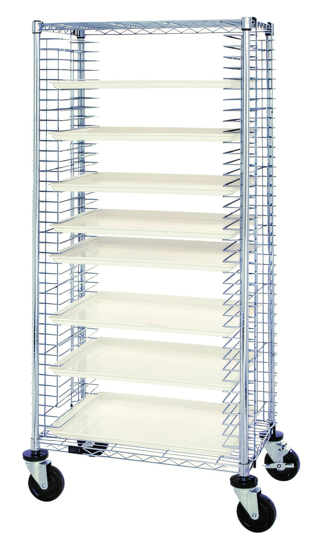 Quantum TC-39CO Mobile Conductive Side-Loading Full-Size Tray Cart, 39-Tray Capacity, Chrome-Plated