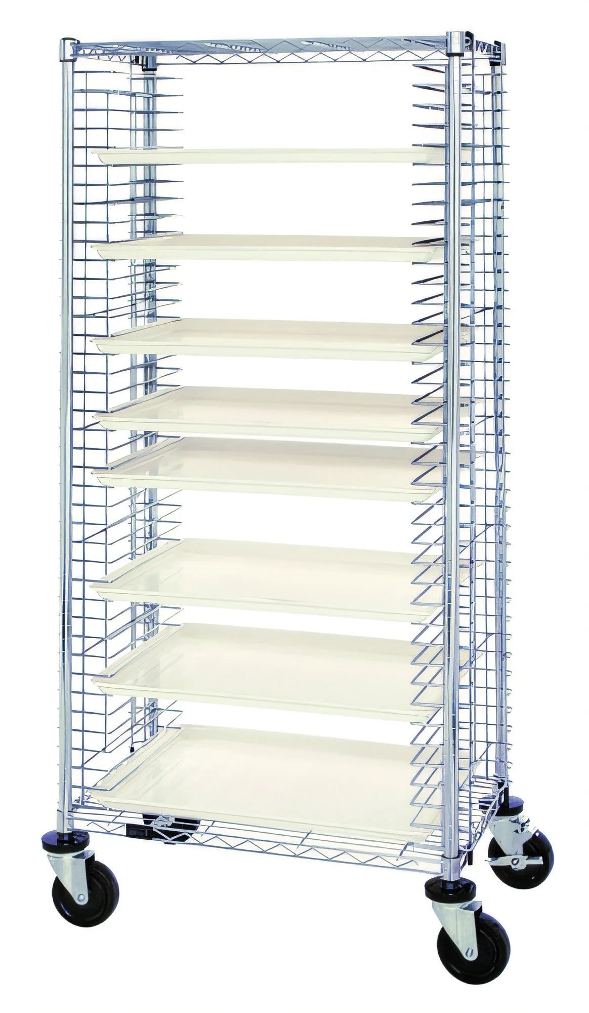 Quantum TC-39CO Mobile Conductive Side-Loading Full-Size Tray Cart, 39-Tray Capacity, Chrome-Plated