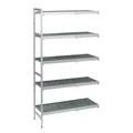 Fermod Fermostock 5R47A83-CE 5-Tier Corner Expansion Shelving Unit, 47W x 14D x 83H, Aluminum with Removable Polymer Inserts