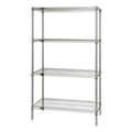 Quantum WR74-1836C Wire Shelving Starter Kit, 36"W x 18"D x 74"H, Chrome-Plated, Stationary, 4 Shelves