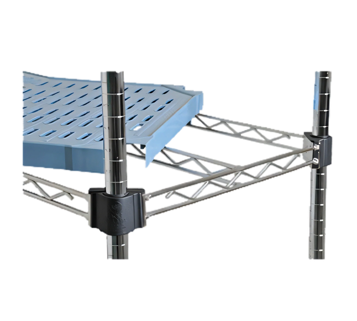 Eagle Group QuadPlus QPF-QA1854C-BL 54" x 18" Blue Louvered Polymer Shelf Mat with Chrome Quad-Adjust Wire Frame Case of 2