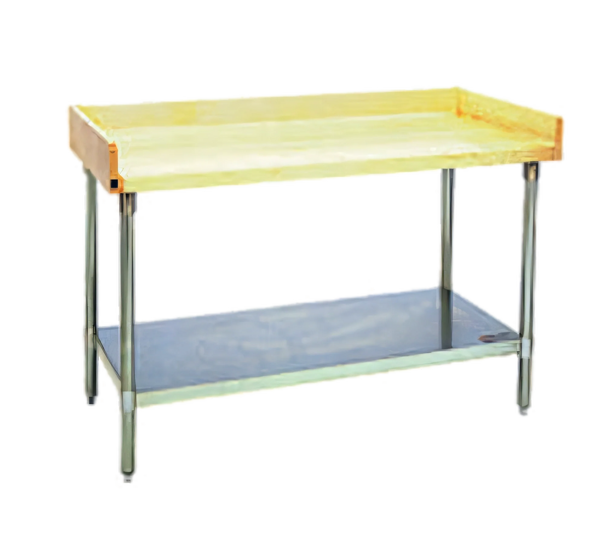 Eagle Group MT3096S-BS 96"W x 30"D Bakers' Table with 1-3/4" Hardwood Top, Stainless Steel Base, Undershelf and 4" Splash