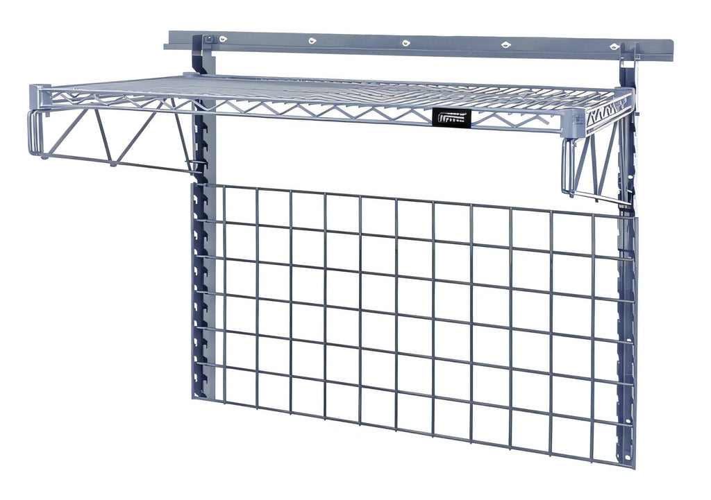 Quantum SGK-401836-1GY Wall-Mounted Medium-Duty Starter Shelving Kit with Grid Panel, Gray Epoxy Antimicrobial Finish
