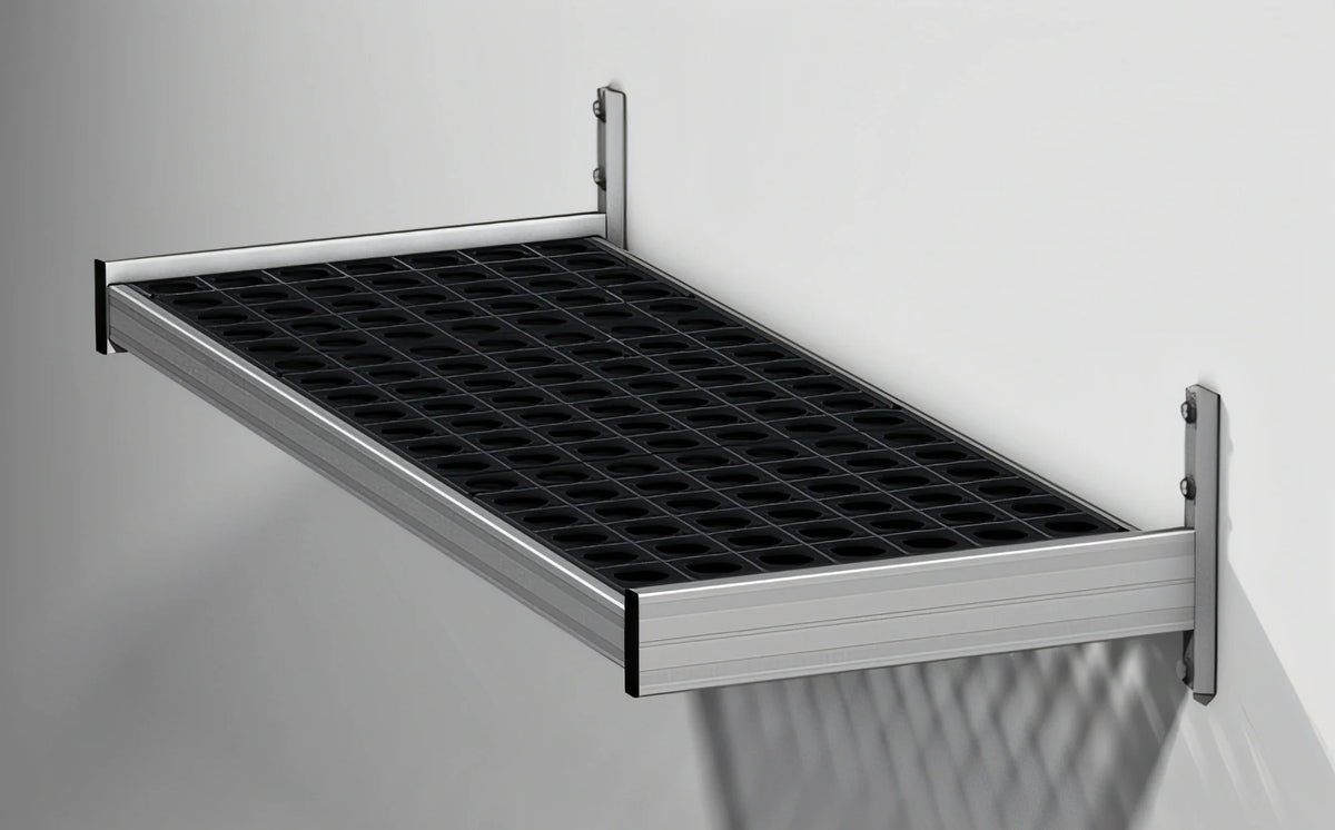 Fermod WSA38 Vented Wall-Mounted Shelving Unit, 38"W x 14"D, Deep Anodized Aluminum, Removable Inserts