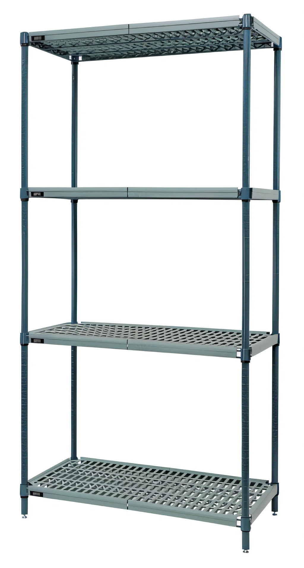Quantum WR86-2142WPM 4-Tier Stationary Wire Plastic Mat Shelving Unit, 42W x 21D x 86H, Green Epoxy