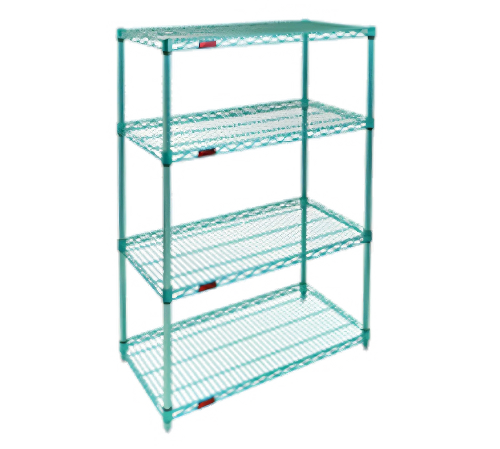 Eagle Group EagleGard S4-74-2172E 4-Tier Wire Shelving Starter Unit, 72W x 21D x 74H, Blue-Green Epoxy Finish