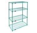 Eagle Group EagleGard S4-74-2172E 4-Tier Wire Shelving Starter Unit, 72W x 21D x 74H, Blue-Green Epoxy Finish