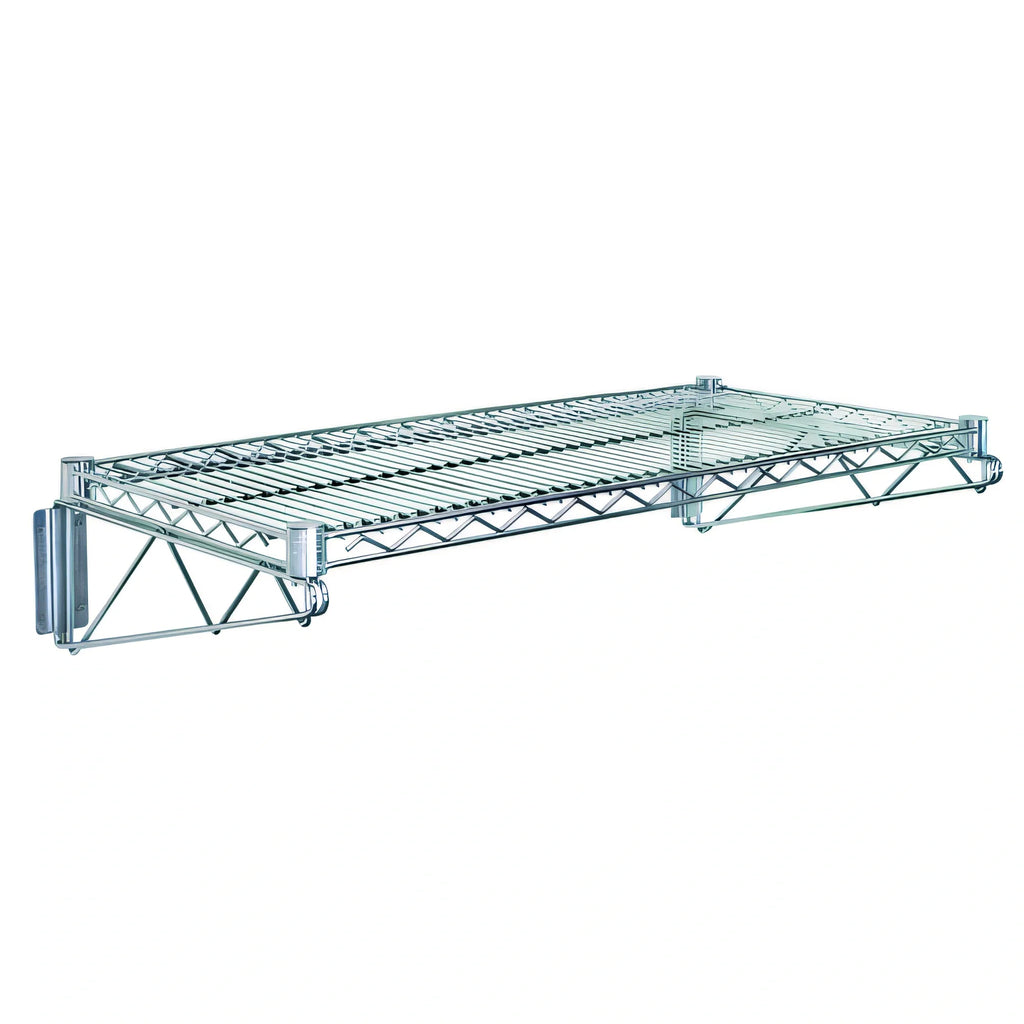 Quantum WDWB2460C Wall-Mount Cantilever Single Wire Shelf, 60W x 24D, Chrome-Plated, NSF