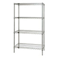 Quantum WR86-2460C 60" W x 24" D x 86" H Chrome Wire Shelving Starter Kit with 4 Shelves and 4 Posts