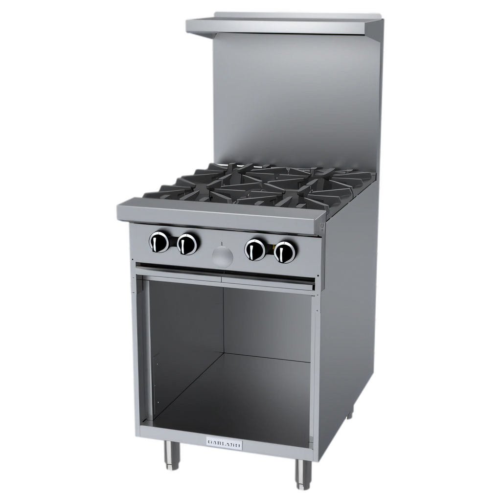 Garland G Starfire Pro G24-4S 24-Inch Gas Restaurant Range with 4 Open Burners, Storage Base and High-Shelf Backguard