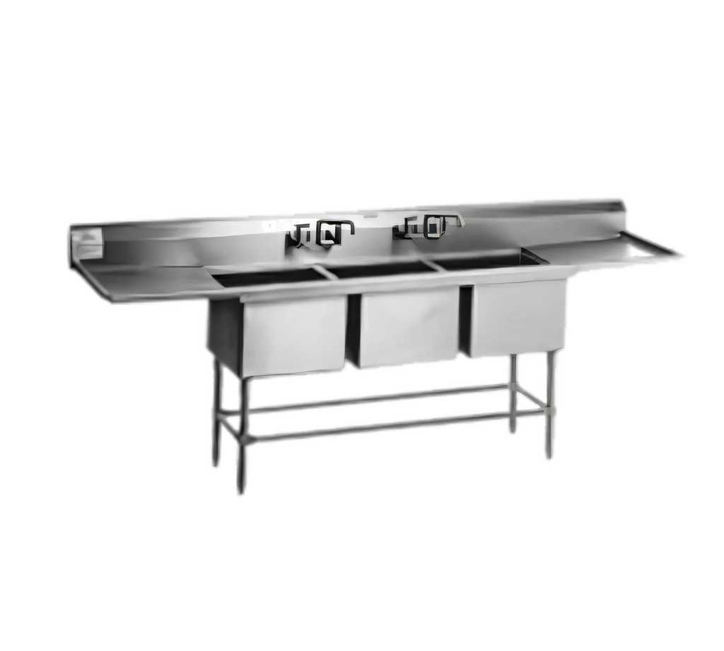 Eagle Group Spec-Master FN2048-3-36L-14/3 Coved-Corner 3-Compartment Sink, 36-Inch Left Drainboard, 300 Series Stainless Steel