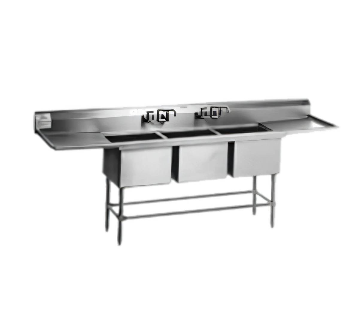 Eagle Group Spec-Master FN2048-3-36L-14/3 Coved-Corner 3-Compartment Sink, 36-Inch Left Drainboard, 300 Series Stainless Steel