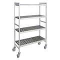 Fermod Fermostock 4R42B71M 4-Tier Mobile Polymer Shelving Unit, 42W x 18D x 71H, Gray, Anodized Aluminum