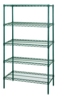 Quantum WR63-2424P-5 Wire Shelving Starter Unit, 24"W x 24"D x 63"H, 5 Shelves, Green Epoxy Antimicrobial Finish