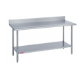 Duke Manufacturing 314-24108-5R 108-Inch Stainless Steel Work Table with 5-Inch Riser and Galvanized Undershelf