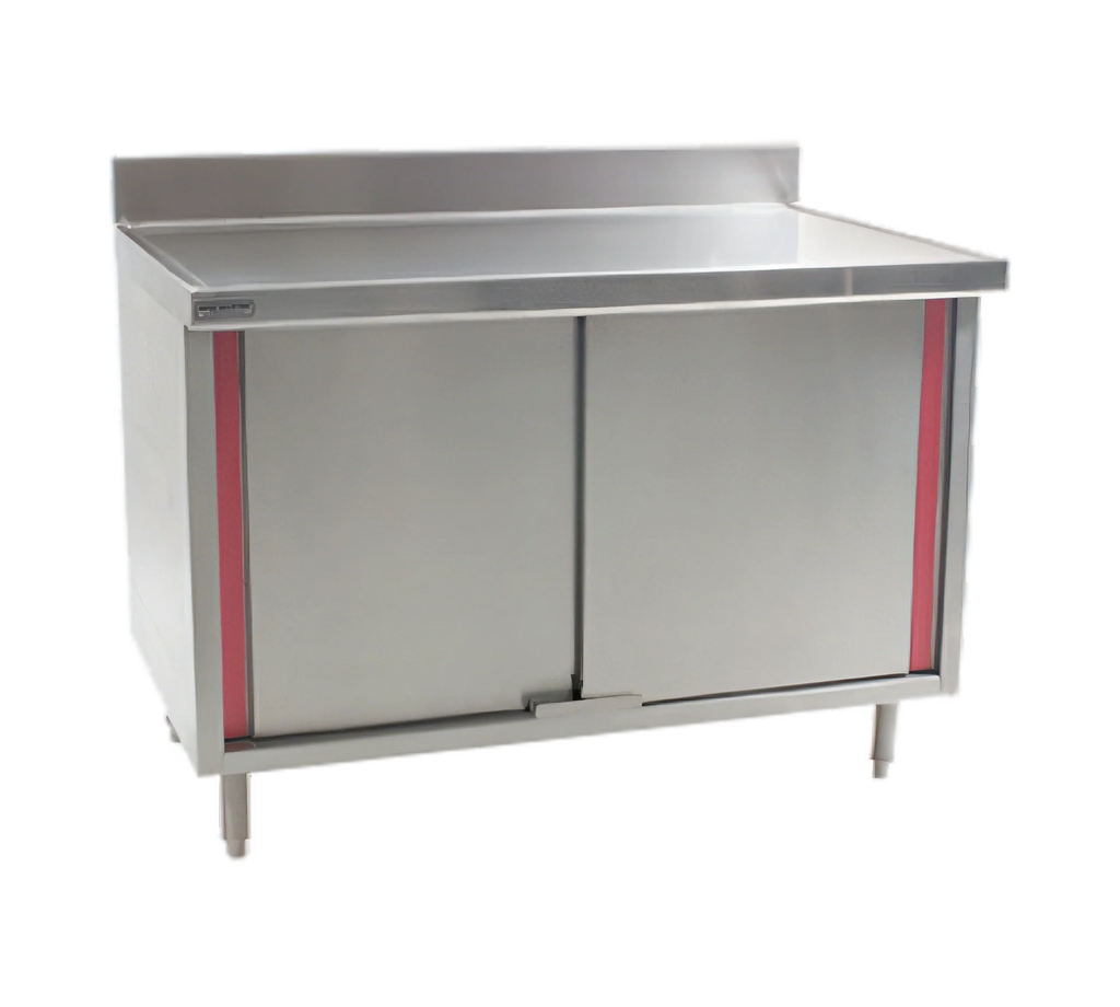 Eagle Group Spec-Master CBH2448SEM-BS 48 x 24 Inch Stainless Steel Enclosed Work Table with Cabinet Base, Hinged Doors & Marine Edge