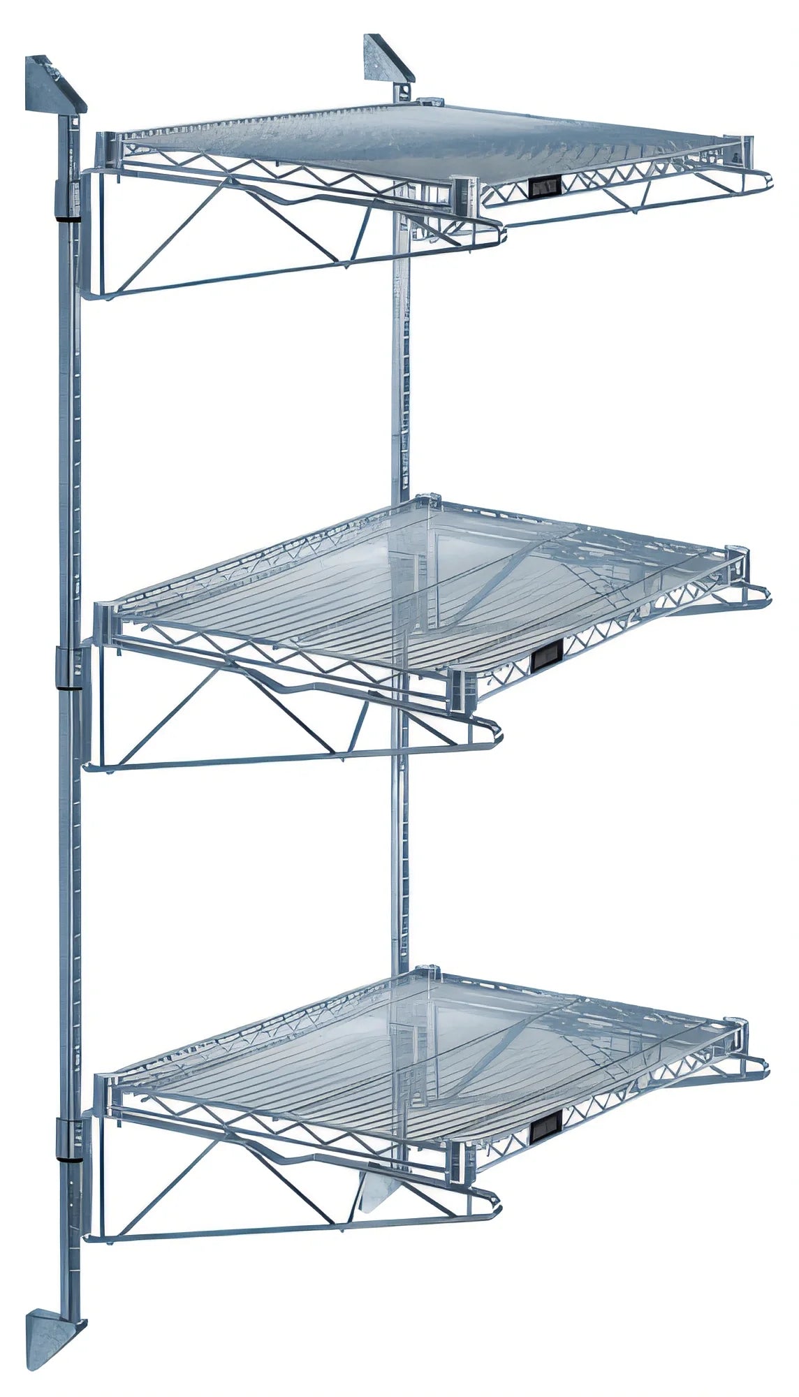 Quantum WC54-CB1436GY Wall-Mounted Cantilever Starter Shelf Kit with 3 Wire Shelves, 54-Inch Posts, Gray Epoxy Finish