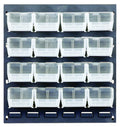 Quantum QLP-1819-220-16CL Wall-Mounted Steel Louvered Panel Starter Unit with 16 Clear Bins, Gray, 18 x 8 x 19 Inches