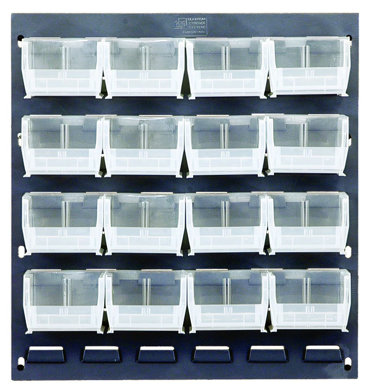 Quantum QLP-1819-220-16CL Wall-Mounted Steel Louvered Panel Starter Unit with 16 Clear Bins, Gray, 18 x 8 x 19 Inches
