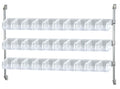 Quantum CAN-34-60BH-230CL Wall-Mount Cantilever Bin Holder Starter Unit with 18 Clear Bins, 60W x 10-7/8D x 34H, Chrome Plated