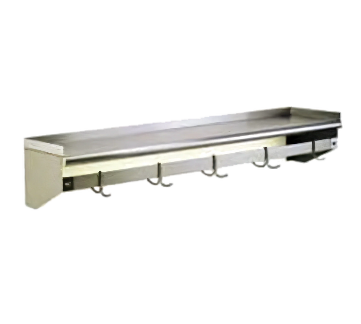 Eagle Group WSP1060 60-Inch Wall-Mounted Stainless Steel Pot Rack Shelf with Removable Double-Prong Hooks