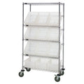 Quantum MWRS-5-92060 Mobile Chrome Wire Shelving Bin System, 5 Shelves, 12 Bins, 36W x 18D x 63H