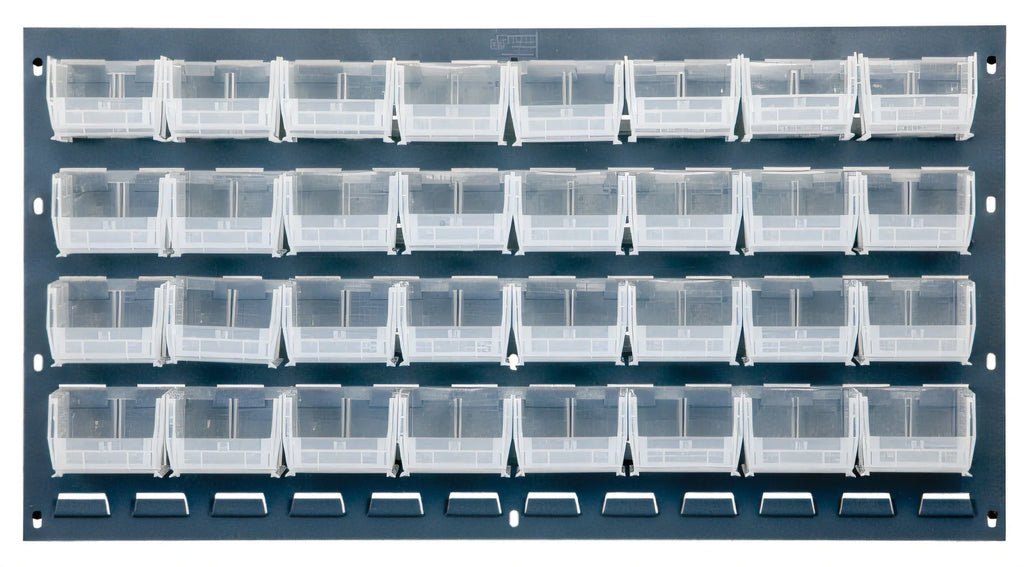 Quantum QLP-3619-220-32CL Wall-Mounted Louvered Panel Starter Unit with 32 Clear Bins, 36 x 8 x 19 Inches