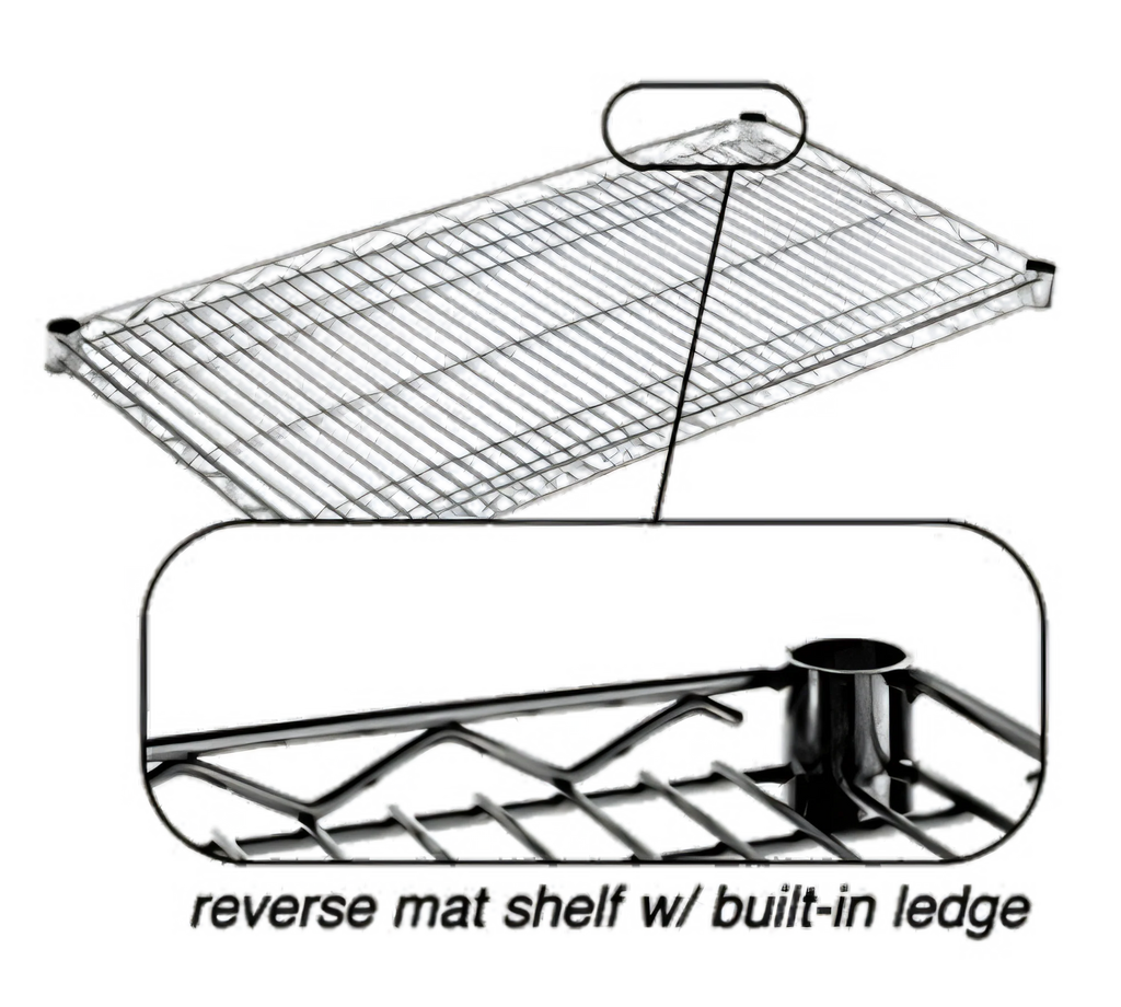 Eagle Group QuadTruss RM1436C Wire Reverse Mat Shelf with Built-In Ledges, 36"W x 14"D, Chrome