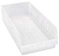 Quantum QSB216CL Nesting Clear Polypropylene Shelf Bin, 11-1/8 x 23-5/8 x 6 Inches, 7 Divider Slots Case of 6