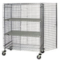 Quantum M1836-69SEC-2 Mobile Wire Security Cage, 36"W x 18"D x 69"H, Chrome, 2 Intermediate Shelves
