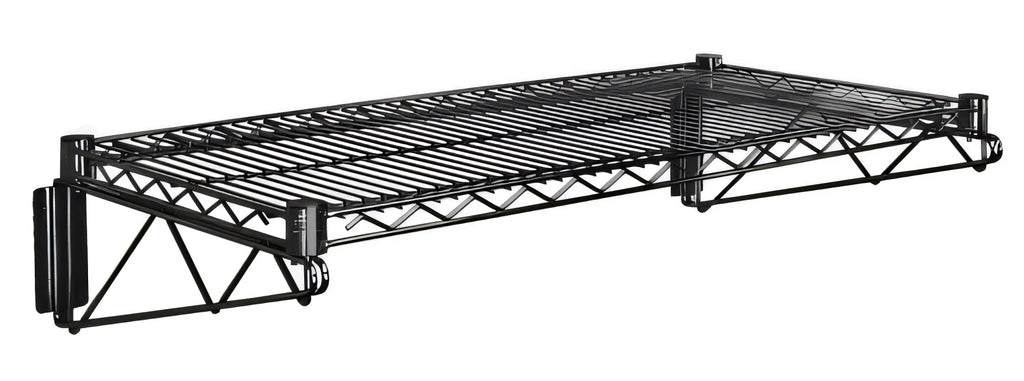 Quantum WDWB2460BK Wall-Mount Cantilever Single Wire Shelf Kit, 60 x 24 Inches, Black Epoxy Antimicrobial Finish