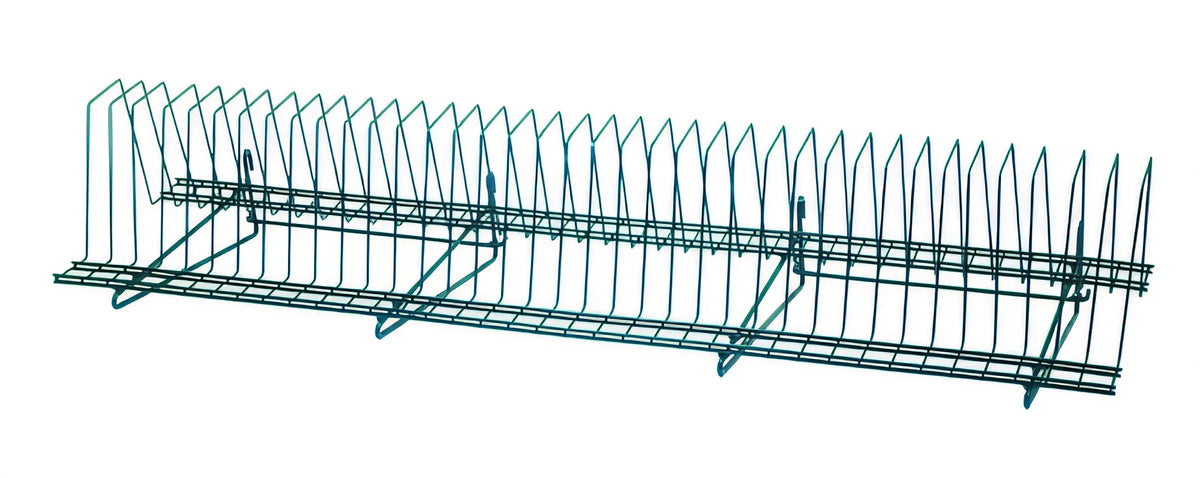 Quantum SG-TDR341410P Tray Drying Rack, 14"D x 34-1/2"L x 11-1/4"H, Green Epoxy Finish