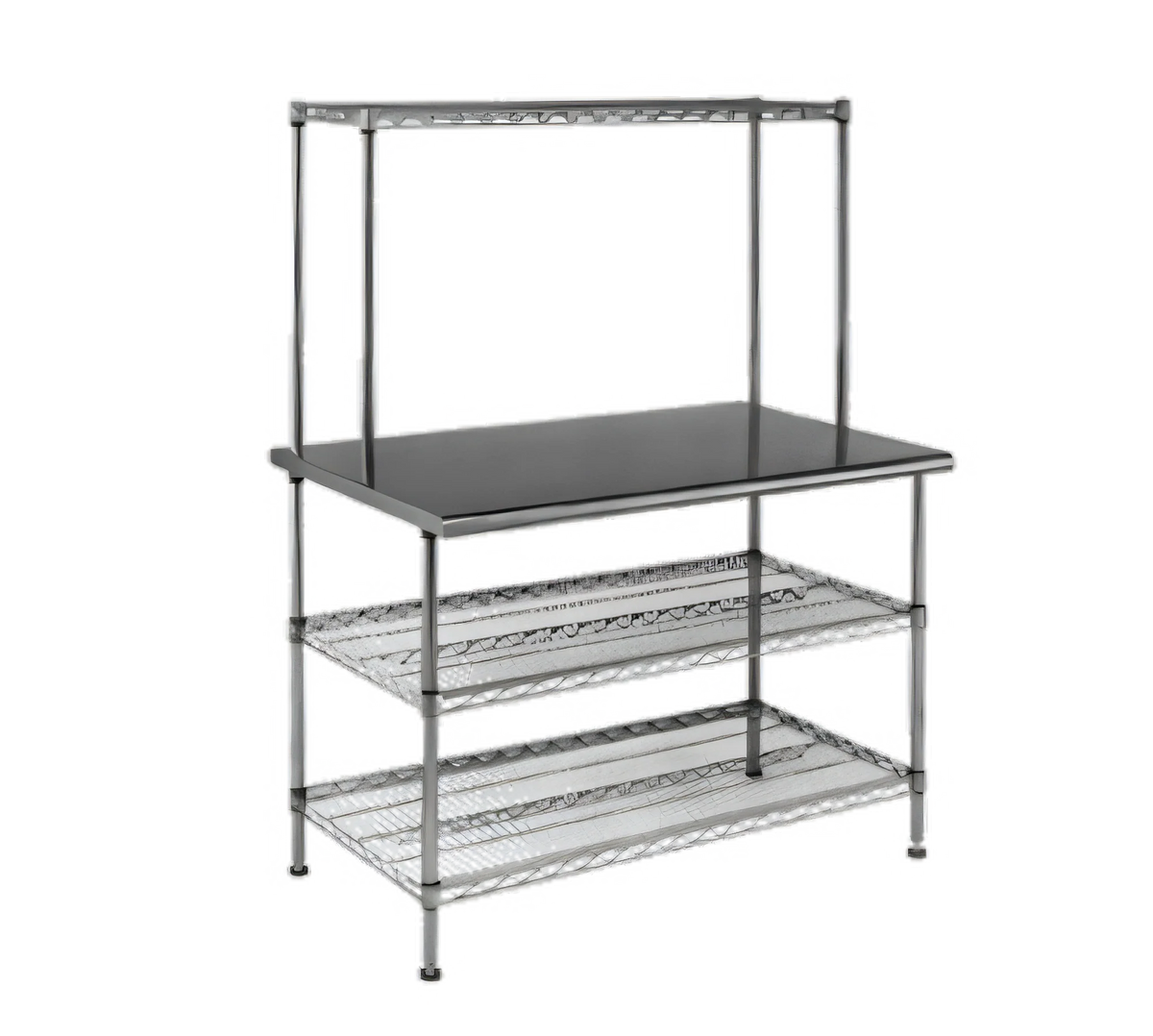 Eagle Group AdjusTable T3036EW-1 36" x 30" One-Tier 14-Gauge Stainless Steel Work Surface System with Adjustable Overshelf and 2 Undershelves