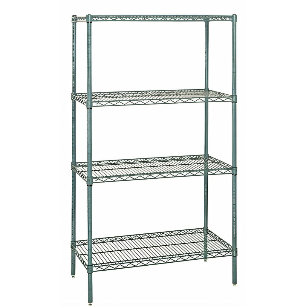Quantum WR63-1836P Wire Shelving Starter Unit, 36"W x 18"D x 63"H, 4 Shelves, Green Epoxy Finish