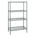 Quantum WR63-1836P Wire Shelving Starter Unit, 36"W x 18"D x 63"H, 4 Shelves, Green Epoxy Finish