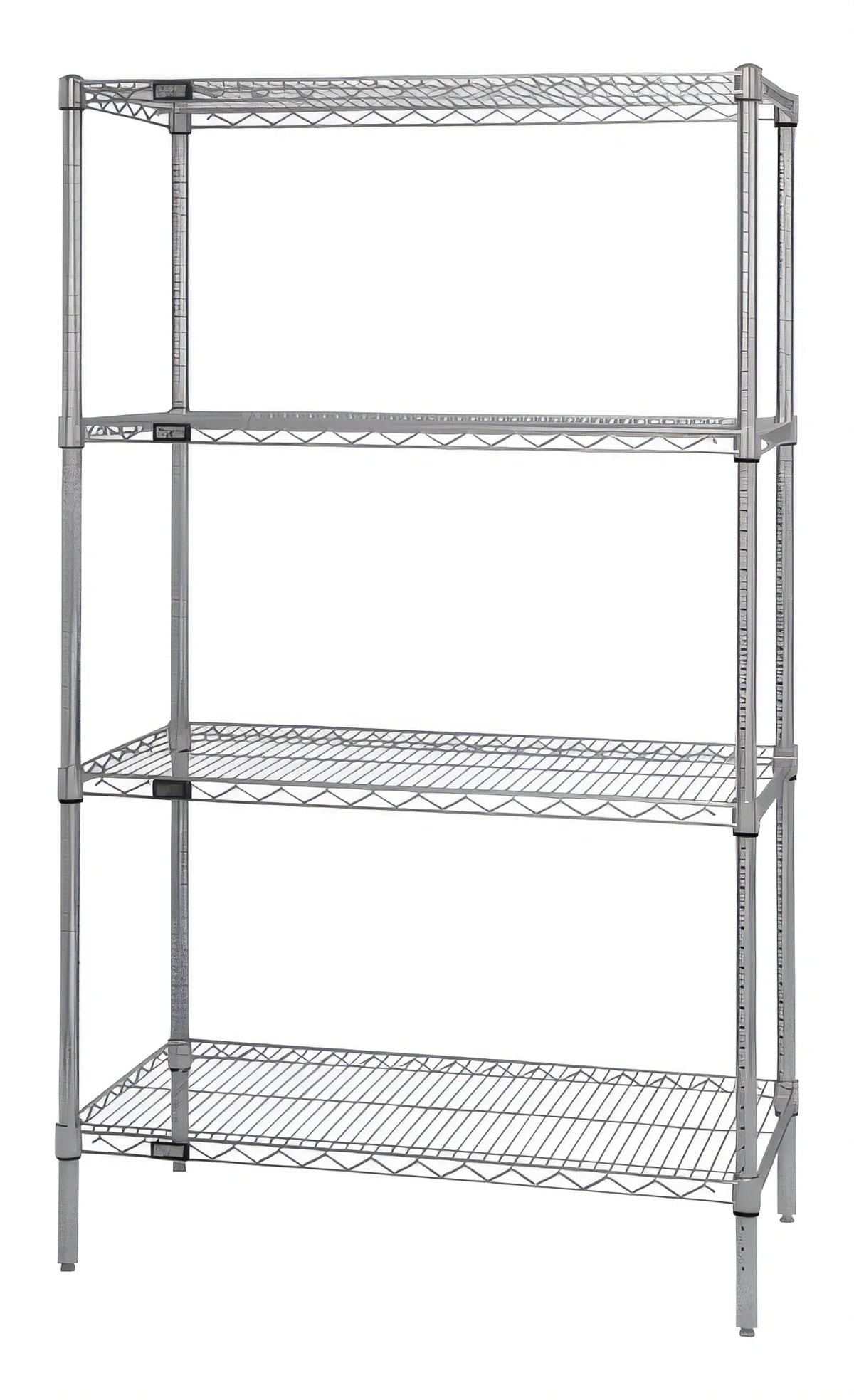 Quantum WR86-1436S 4-Shelf Stainless Steel Wire Shelving Starter Unit, 36"W x 12"D x 86"H, Stationary