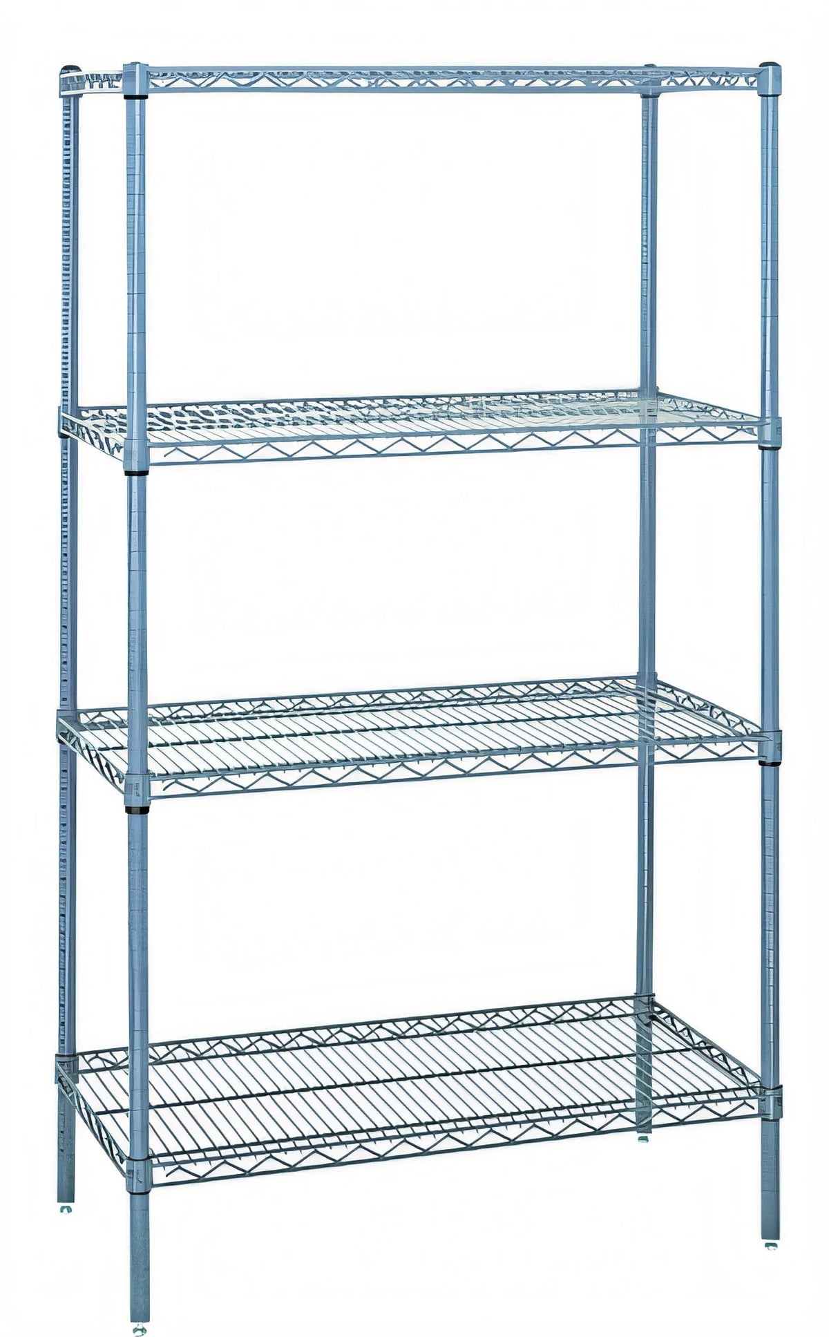 Quantum WR54-2142GY 42"W x 21"D x 54"H Wire Shelving Starter Kit, 4 Shelves, Gray Epoxy Antimicrobial Finish