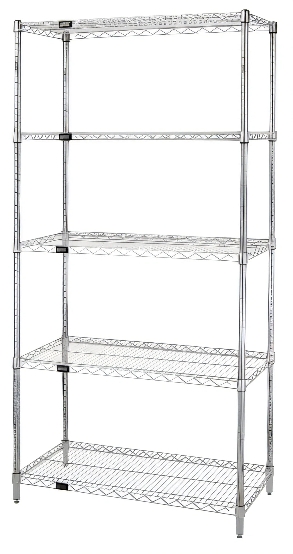 Quantum WR74-3042C-5 Wire Shelving Starter Unit, 42"W x 30"D x 74"H, 5 Shelves, Chrome-Plated, Stationary