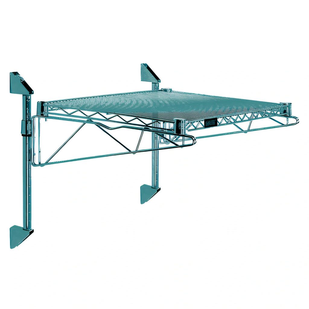 Quantum WC14-CB2442P Wall-Mount Cantilever Single-Shelf Wire Shelving Unit, 42 x 24 Inch, 14-Inch Posts, Green Epoxy