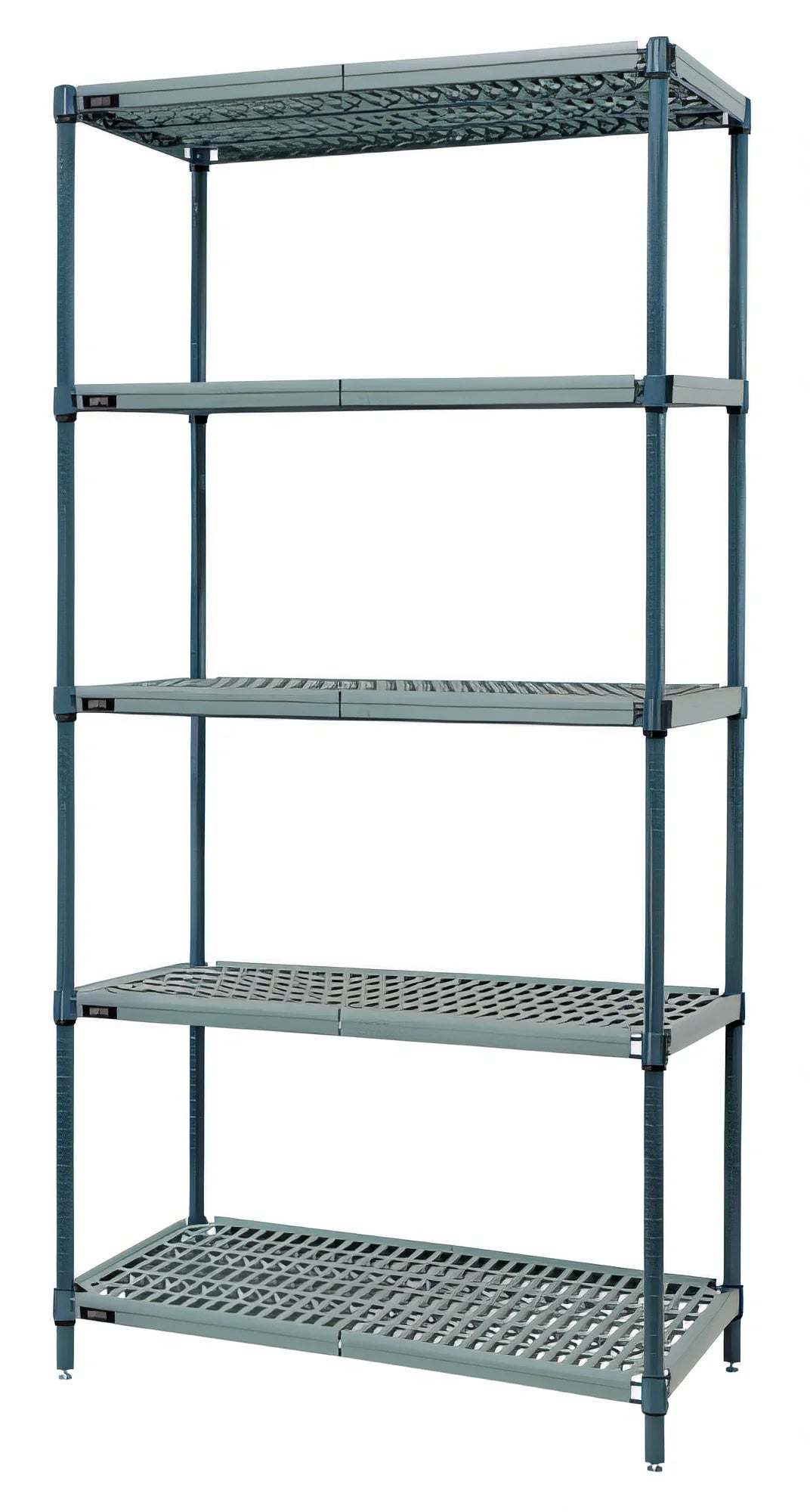 Quantum WR63-1836WPM-5 Stationary Wire Plastic Mat Shelving Unit, 5-Tier, 36"W x 18"D x 63"H, Green Epoxy Coated