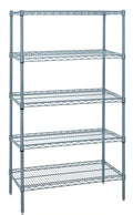 Quantum WR54-1248GY-5 48"W x 12"D x 54"H Gray Epoxy Wire Shelving Starter Kit with 5 Shelves