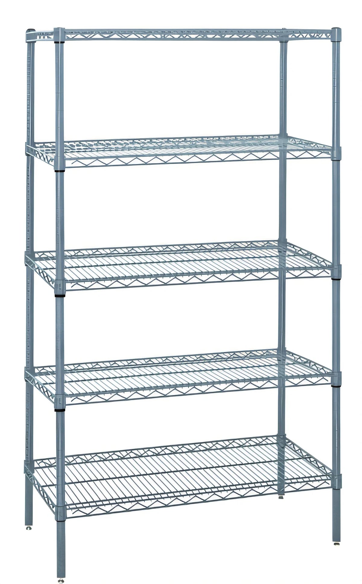 Quantum WR54-1248GY-5 48"W x 12"D x 54"H Gray Epoxy Wire Shelving Starter Kit with 5 Shelves