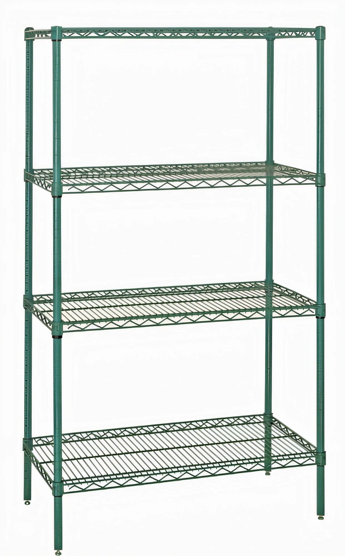Quantum WR63-1436P 36W x 14D x 63H Green Epoxy Wire Shelving Starter Unit, 4-Shelf Stationary