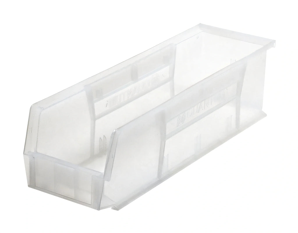 Quantum QUS238CL Clear Polypropylene Stack & Hang Shelf Bin, 18 x 5-1/2 x 5 Inches Case of 12