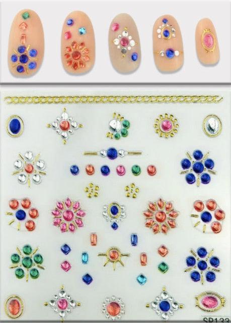 Plant Laser Abstract Lady Face Nail Decals Sliders Paper Art Decor Gel Polish Sticker Manicure Foils 3D Rhinestone Sticker Fun Nail Art Stickers Decal 3D Self-Adhesive Abstract Face Curve Graffiti Nail Design for Acrylic Nail Supplies