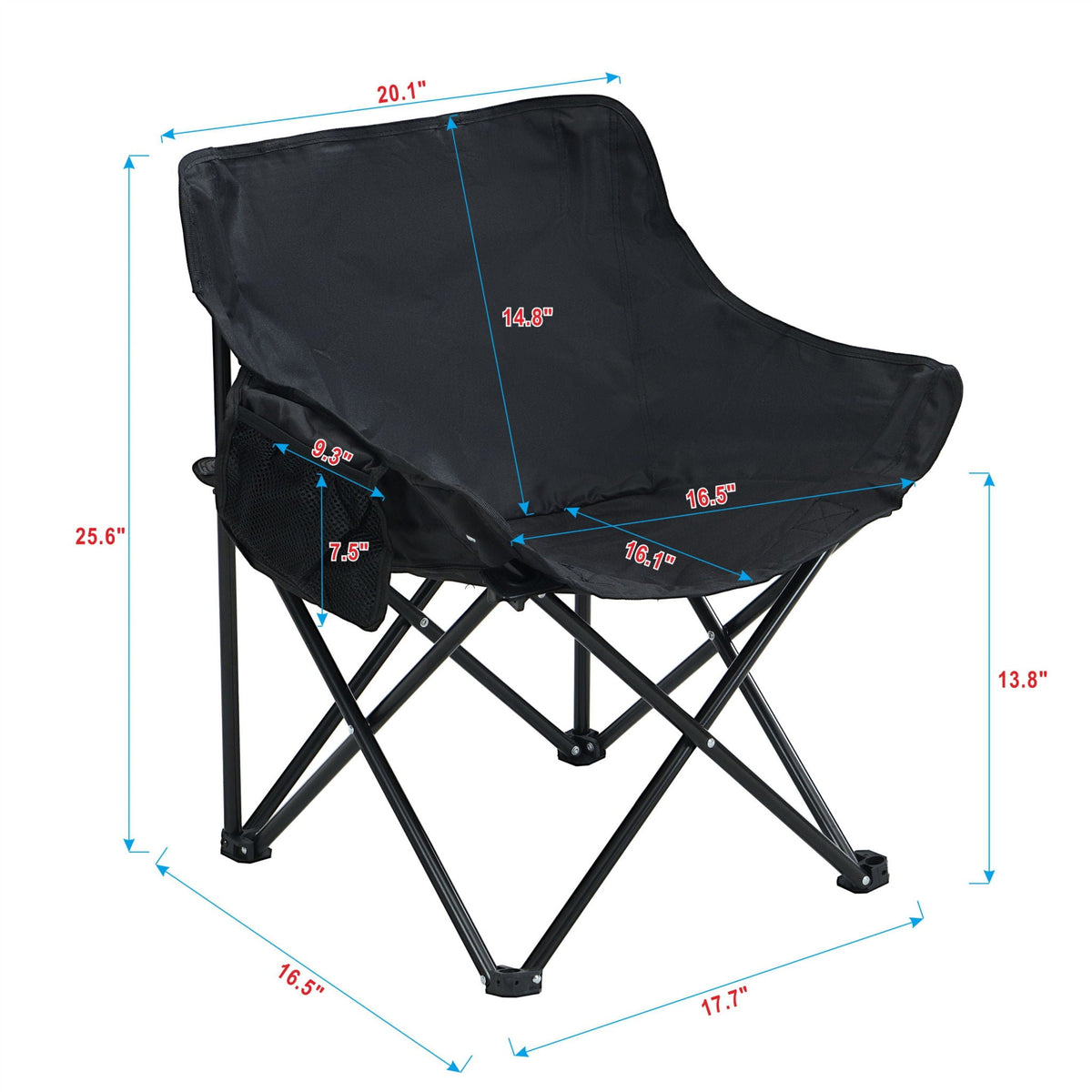 Portable Folding Camping Chairs with Carry Bag - Set of 2, Fabric - Beige or Black