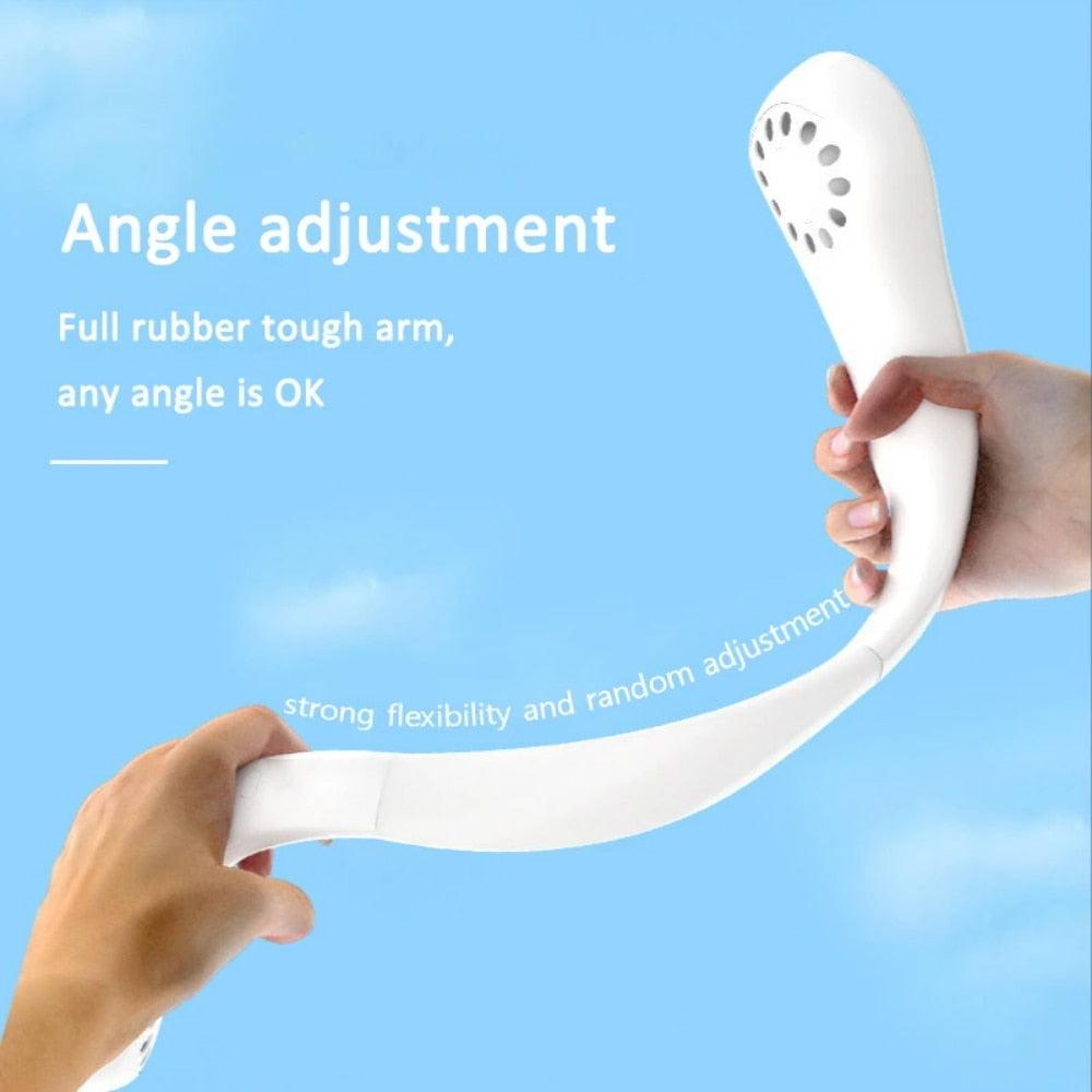 Portable Neck Fan USB Rechargeable Bladeless Fan Mini Electric Ventilator Silent Neckband Wearable Cooling for Sports Wearable Necklace Fan with 3 Speeds for Home Office Travel Outdoor Sports