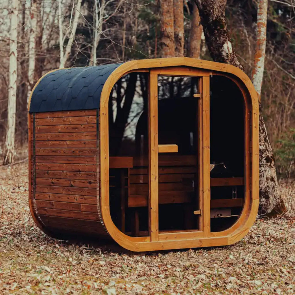 Premium 4-Person Outdoor Scandinavian ThermoWood® Cube Sauna Kit With LED Lighting [MW16] (SAK25470)